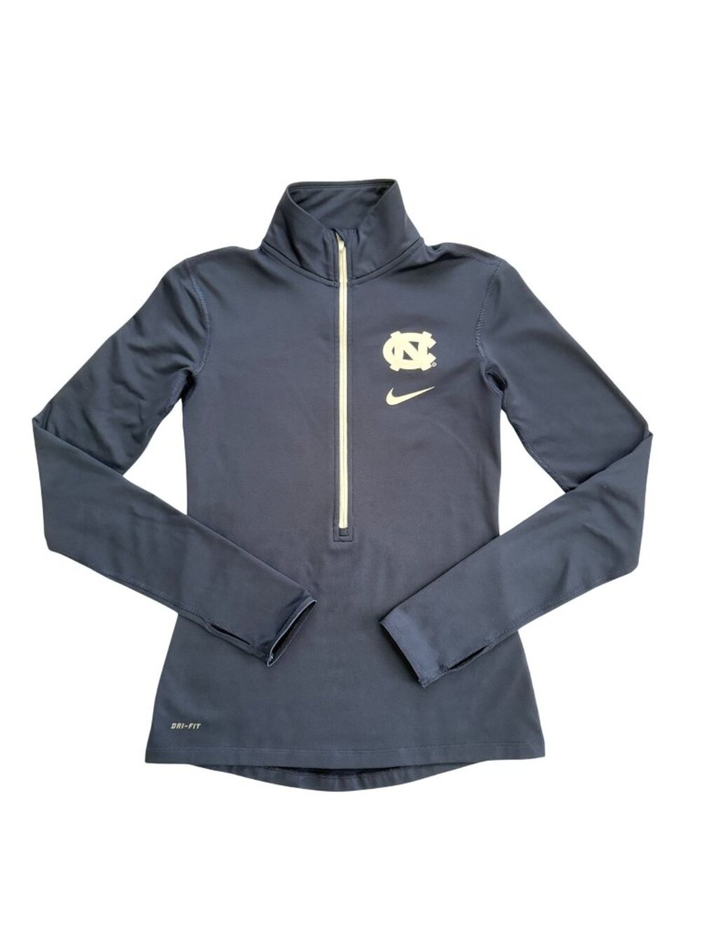 UNC Nike Dri-FIT Womens Half Zip Fleece Pullover Navy Blue Long Sleeve Top - Picture 2 of 12